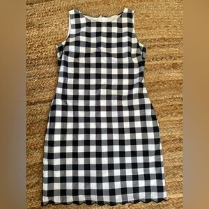 Talbots 8 Petite Black & White Buffalo Plaid Sleeveless Shift Dress